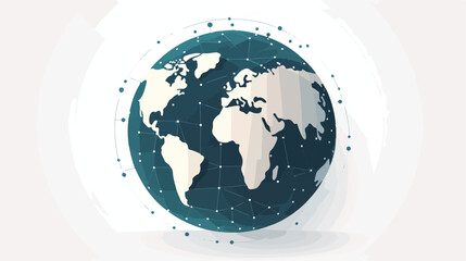 An elegant flat icon of a globe with dotted lines r - obrazy, fototapety, plakaty