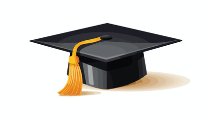 An elegant flat icon of a graduation cap with a tas