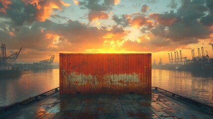 Container cargo ship at the harbor the AI image Generative - obrazy, fototapety, plakaty