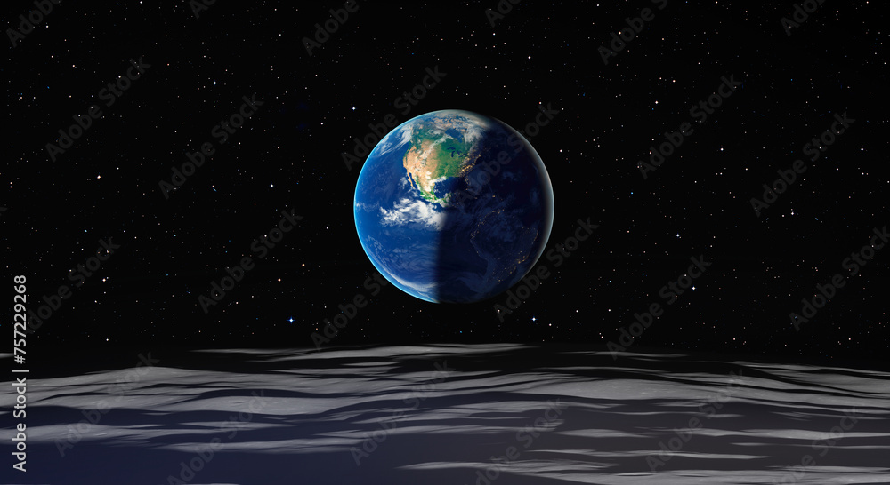 Poster the earth as seen from the surface of the moon 