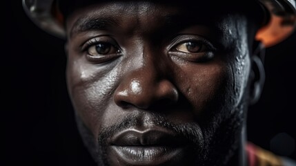 Hardworking Miner: Close-Up Portrait of African Worker