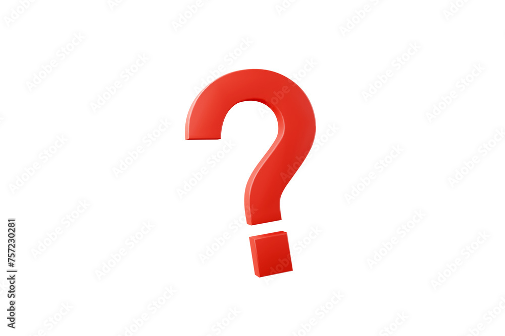 Poster 3d rendering cute red question mark icon