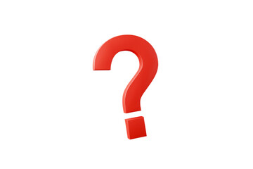 3D rendering cute red question mark icon