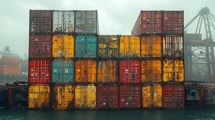 Container cargo ship at the harbor the AI image Generative