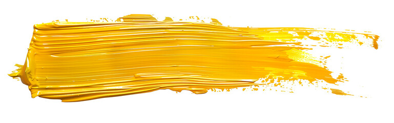 Stroke of yellow paint texture, isolated on transparent background