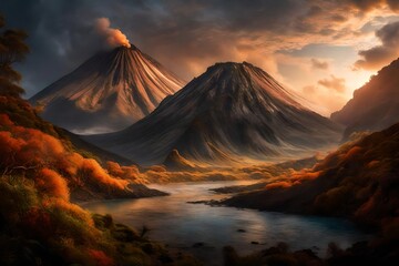 mountain at sunset generated by AI technology  