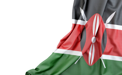 Flag of Kenya with empty space on the left. Isolated. 3D Rendering