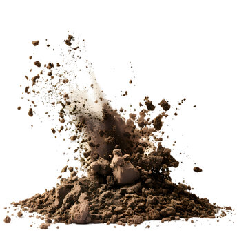 Dry soil explosion Isolated on transparent background