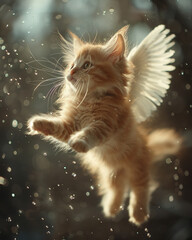 A flying kitten angel-like