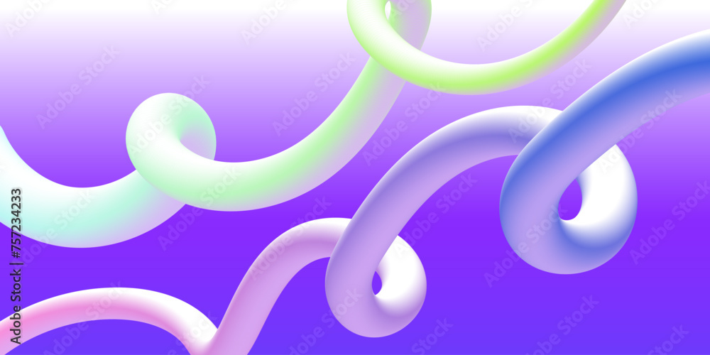 Poster Realistic purple 3d abstract background with different colored shapes. 3D background for your design