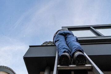 Climbing the corporate ladder, taken from an unconventional angle.