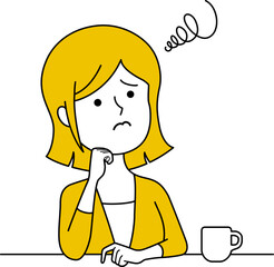 考え事をする女性