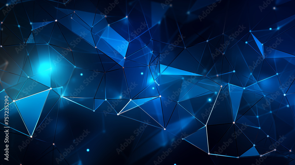 Aufkleber dynamic blue geometric background image. virtual space. network infrastructure desktop wallpaper pic