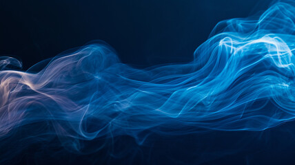 A dynamic photograph capturing the fluidity of smoke patterns against a dark background