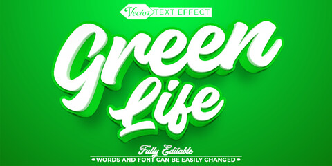 Healthy Green Life Vector Editable Text Effect Template