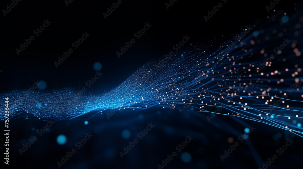 Aufkleber surreal network waves rippling through digital sea ai generated image background