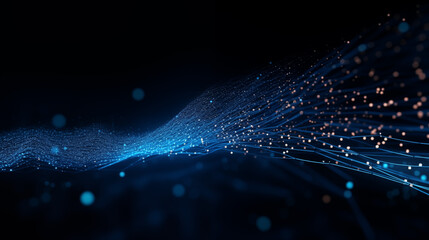 Surreal network waves rippling through digital sea ai generated image background