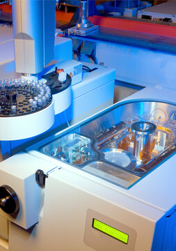 High-tech laboratory equipment performing automated analysis