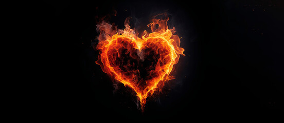 Fototapeta premium heart shape fire on a black background