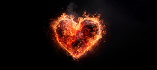 heart shape fire on a black background
