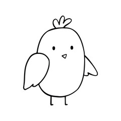 Cute bird outline cartoon illustration isolated on white background. animal illustration for kids coloring book.
