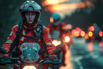 Man Riding Motorcycle Down Night Street