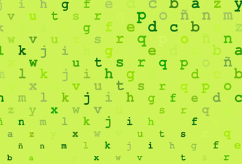 Light green vector background with signs of alphabet.