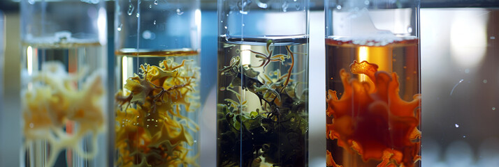 growing coral reefs in test tube, zology banner 

