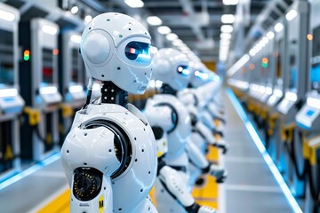 Fototapeta premium Humanoid robot in a production line