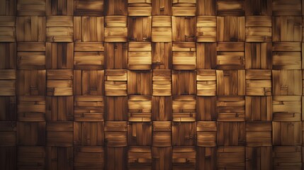 Intricate Wooden Basket Weave Pattern on a Large Wall Panel