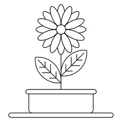 Flowers in a pot line illustration. Flowers icon.