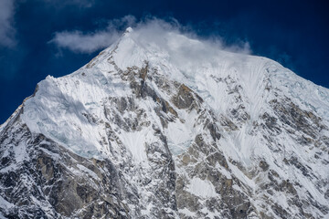 Majestic Summit of a Snow-Covered Peak in Langtang National Park, Nepal