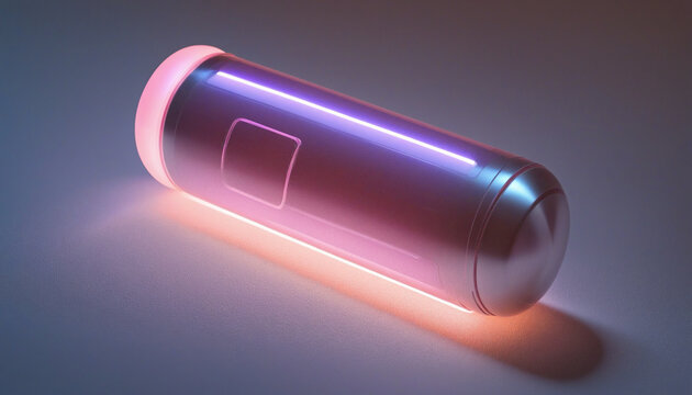 Futuristic Glowing Pill with Sparkles