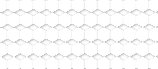 Abstract background with seamless geometric pattern . Geometry pattern hexagon. Hexagonal netting. seamless background with 3d illustration. structure futuristic white background and Embossed Hexagon.