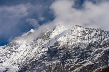 Fototapeta na wymiar Ethereal Peaks of Langtang Valley - View from Kyanjin Ri, Nepal