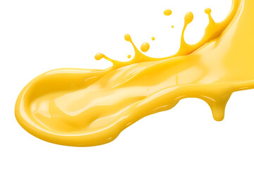 Melted yellow cheese isolated on transparent background. Cheese splash