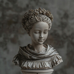 Timeless neoclassical sculpture woman adorned with luxurious baroque patterns