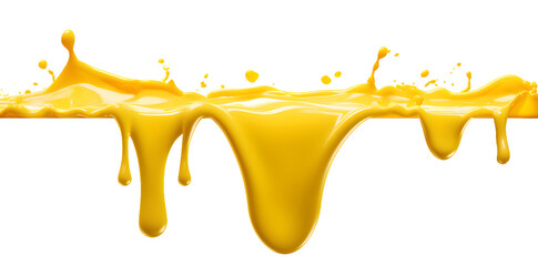 Melted yellow cheese isolated on transparent background. Cheese splash - obrazy, fototapety, plakaty