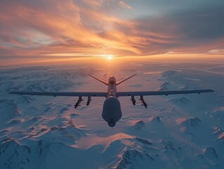 In the frigid Arctic tundra, a military drone navigates icy expanses, uncovering the desolate beauty and geopolitical significance of this remote polar region.