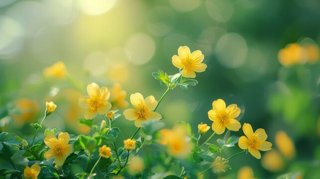 Delicate dance of yellow petals in a tranquil. Gilded moments in nature's embrace. A serenade of yellow blooms and verdant whispers