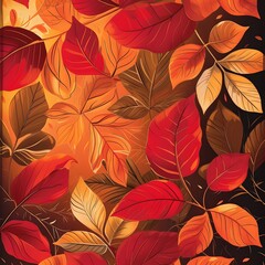 Fototapeta na wymiar Fall Background: A continuous motif of autumn leaves in shades of red, orange, and gold creates a warm and inviting backdrop that celebrates the beauty of the season.