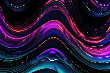 Foto op Canvas Starry outer space wave neon glowing background texture. AI Generative Generative AI © Fazal