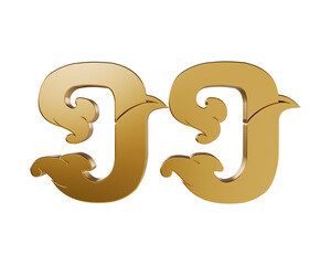 Khmer Art Style Number 11 Golden Text 3d illustration