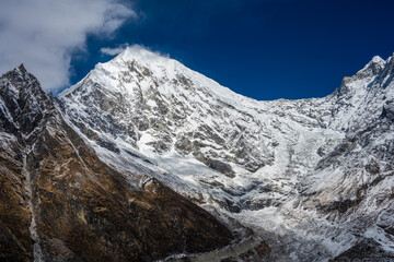 Majestic Kyanjin Ri Peak and Glacier in Langtang National Park, Nepal