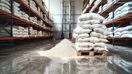 Inside the Efficient Storage of Flour Bags on Pallet Tracks in the Stockroom