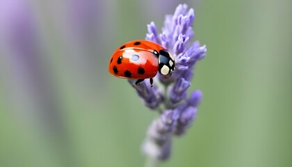 A Ladybug Perched On A Blade Of Lavender