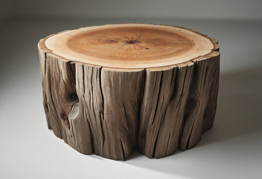 a tree stump coffee table isolated on a transparent background