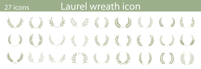 Vintage laurel wreaths collection. Vintage decorative elements for awards, medals, emblem and logo. 
