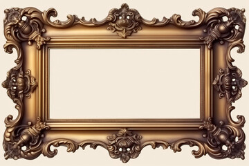 antique baroque bronze frame isolated on white  background, vintage frame