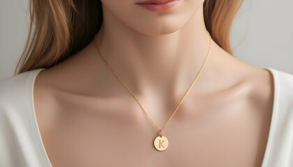 A Minimalist Gold Necklace With A Small Engraved